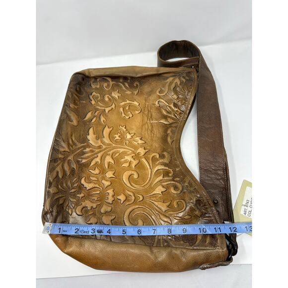 Civico 93 NWT Genuine Embossed Brown Leather Made in Italy Shoulder Bag Purse - Picture 9 of 9